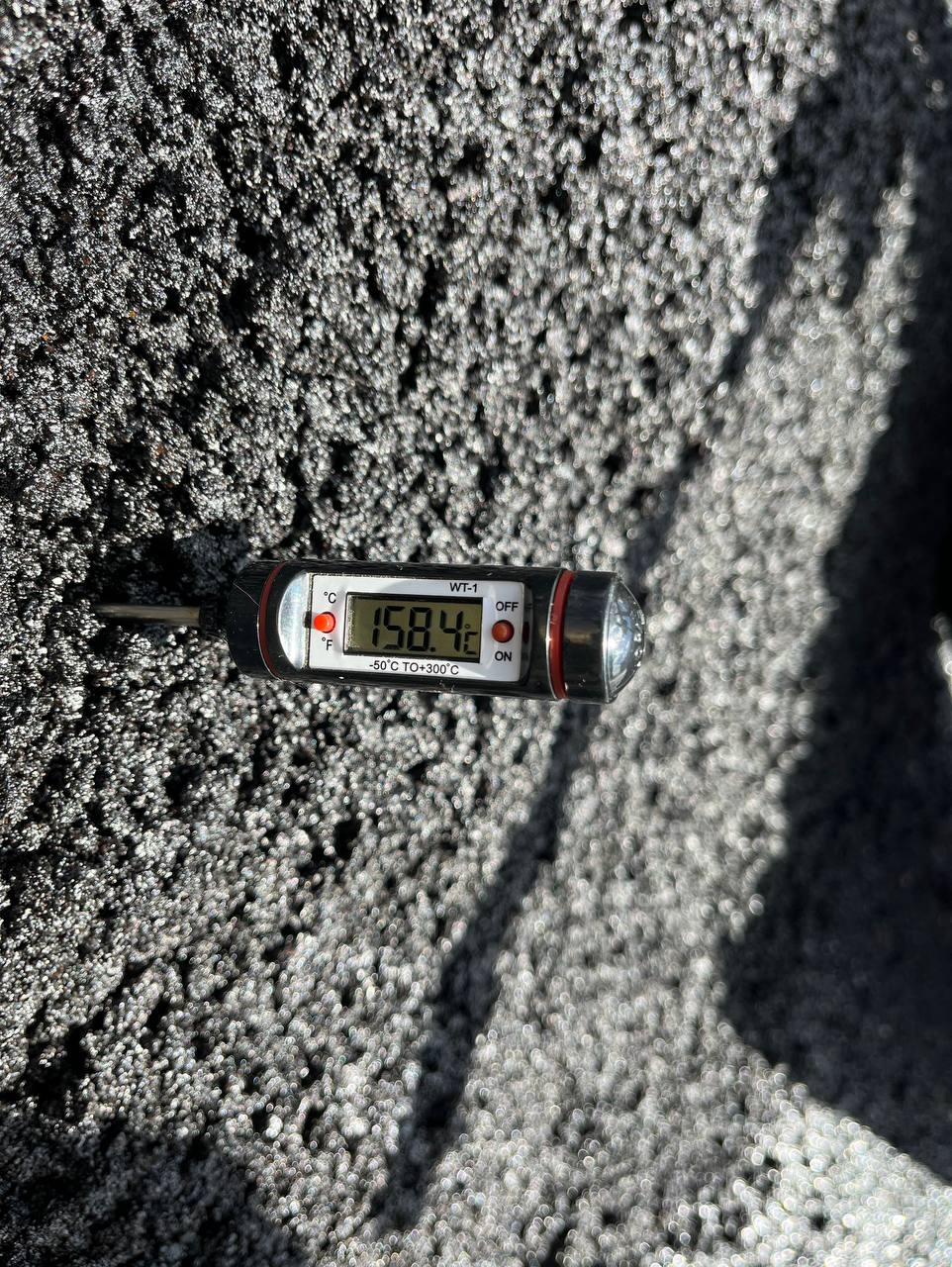 Замер температуры укладки – 158,4 °C